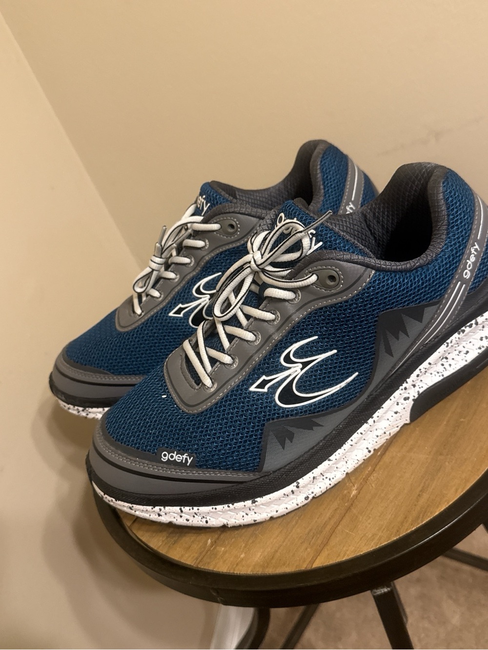 gdefy Navy and Gray Mesh Sneakers